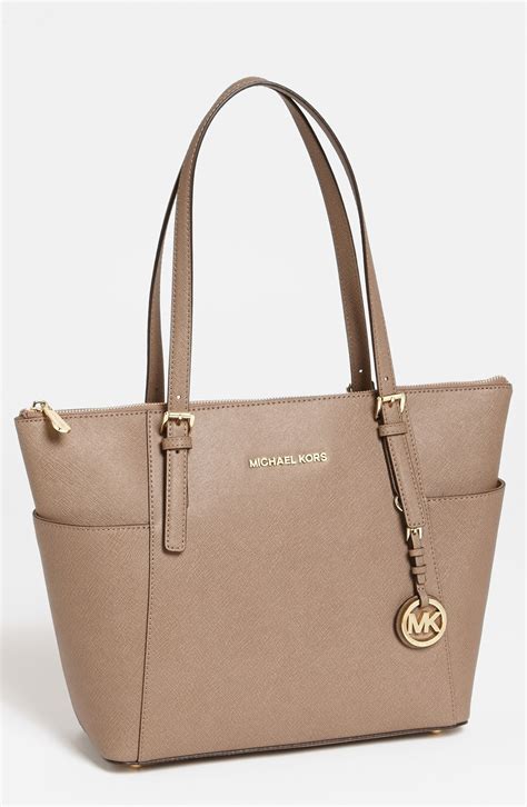 michael michael kors jet set leather tote bag|Michael Kors travel tote large.